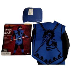 Complete Ninja 10 piece Costume Boys Size Large 10 to 12 New Halloween Dress Up